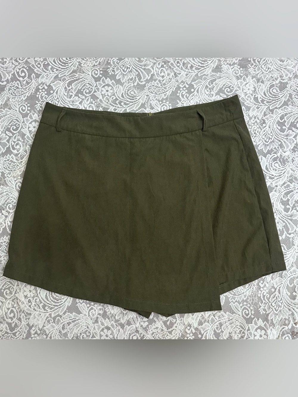Olive Green Wrap Style Skort Plus Size 1XL